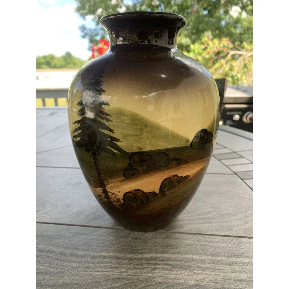 Vintage Handgemalt Vase Scenic Landscape 8 inches. Harmersbach